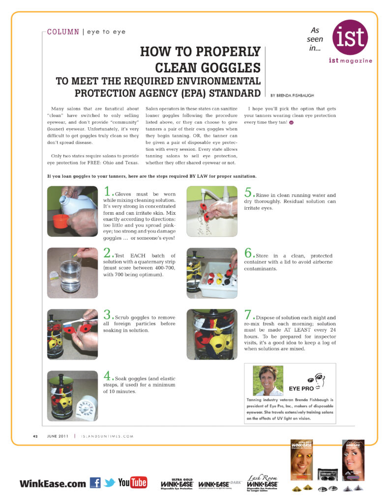 “How To Clean Goggles” Handout for Salons! Eye Pro, Inc.
